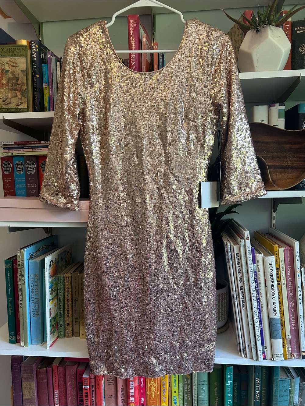 Lulu's Rose Gold Sequin Long Sleeve Sheath Dress